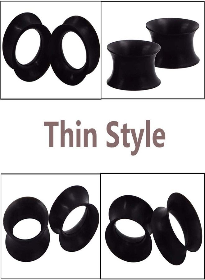 Qmcandy 1 Pair Black Thin Silicone Flexible Ear Skin Hollow Tunnels Plugs Earlets Piercing 1/2 inch - Image 4